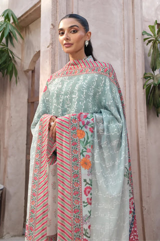 Manto Women's Nargis Light Blue Dupatta with Urdu Calligraphy