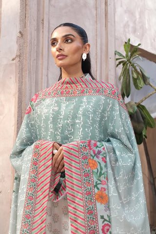 Manto Women's Nargis Light Blue Dupatta with Urdu Calligraphy