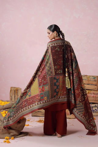 Gulposh (Covered in Flowers) Shawl - Maroon