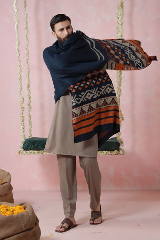 Aghaaz (Genesis) Weaved Shawl - Blue