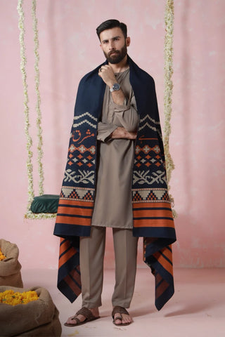 Aghaaz (Genesis) Weaved Shawl - Blue