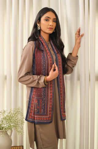 Manto Women's Sand Grey 2-Piece Lucknow Style Collar Solid Co-Ord Set