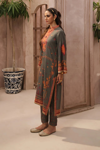 Manto Women's Ready to Wear Grey Printed Co-ord Set with Urdu Calligraphy