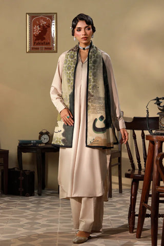 Manto Women's Printed Scarf with Urdu Calligraphy