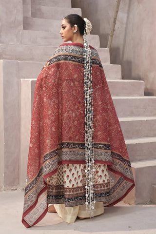 Gulraiz (Floral Rain) Dupatta - Rust