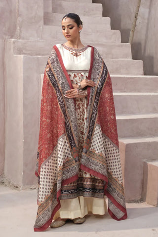 Gulraiz (Floral Rain) Dupatta - Rust