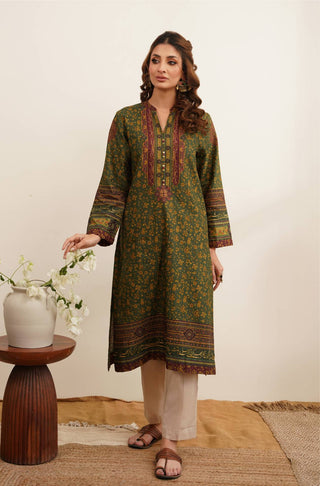 Manto Women's 1 Piece Stitched Khaddar Winter Kurta with Urdu Calligraphy of Poetry by Haider Ali Atish