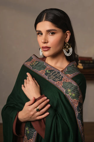 Manto's Unisex Wrap around Style Green Cape with Urdu Calligraphy