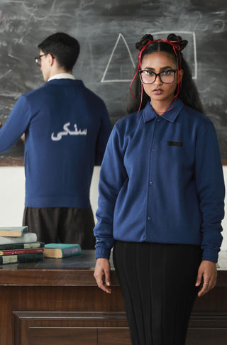 Manto's Unisex Premium Fleece Outerwear Sanki Blue Jacket