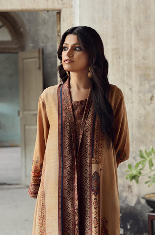 Manto Women's Outerwear Jacquard Coat featuring Urdu Calligraphy of Words by Allama Iqbal