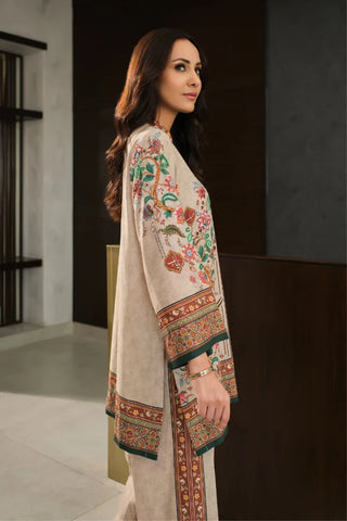 Manto Women's Ready to Wear Lawn 2 Piece Printed Beige Rania Co-Ord Set Featuring Urdu Words