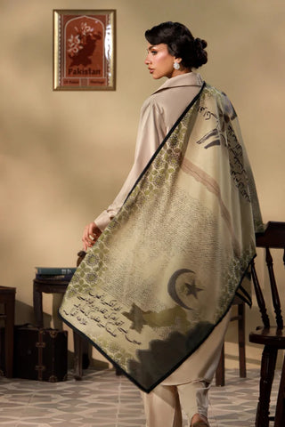 Manto Women's Printed Scarf with Urdu Calligraphy