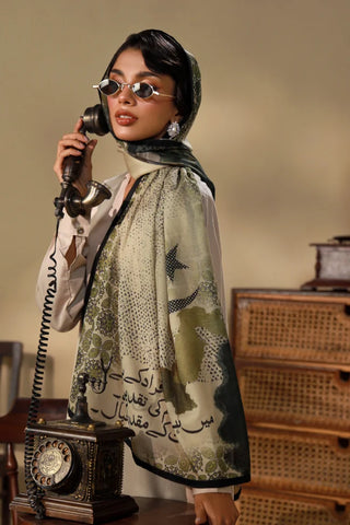 Manto Women's Printed Scarf with Urdu Calligraphy