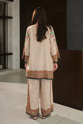 Manto Women's Ready to Wear Lawn 2 Piece Printed Beige Rania Co-Ord Set Featuring Urdu Words