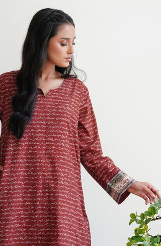 Virsa (Heritage) Lawn Kurta - Brick Red