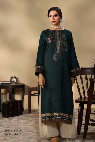 Manto's Dark green embroidered kurta with Urdu calligraphy