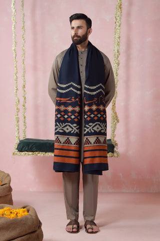 Aghaaz (Genesis) Weaved Shawl - Blue