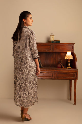 Virsa (Heritage) Silk Long Shirt - Beige