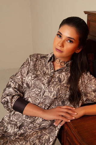 Virsa (Heritage) Silk Long Shirt - Beige
