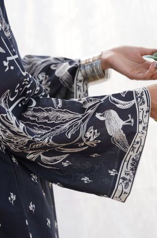 Shopmanto, wear manto, manto clothing brand, manto pakistan, ladies clothing brand, urdu calligraphy clothing, manto urdu calligraphy black vasl 2 piece printed set