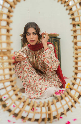 Roshni (The Spark Within) Kurta - Beige & Red