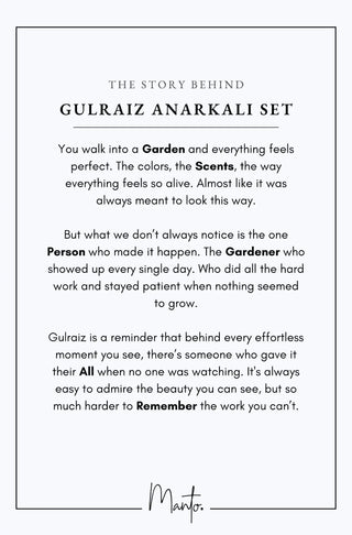 Design Philosophy of Gulraiz Anarkali Set