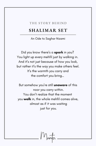 Design Philosophy of Shalimar Set