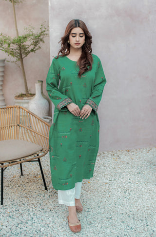 Shopmanto, wear manto, manto clothing brand, manto pakistan, ladies clothing brand, urdu calligraphy clothing, Manto maroon straight long length green fitoor women khaddar kurta for winter, manto winter collection